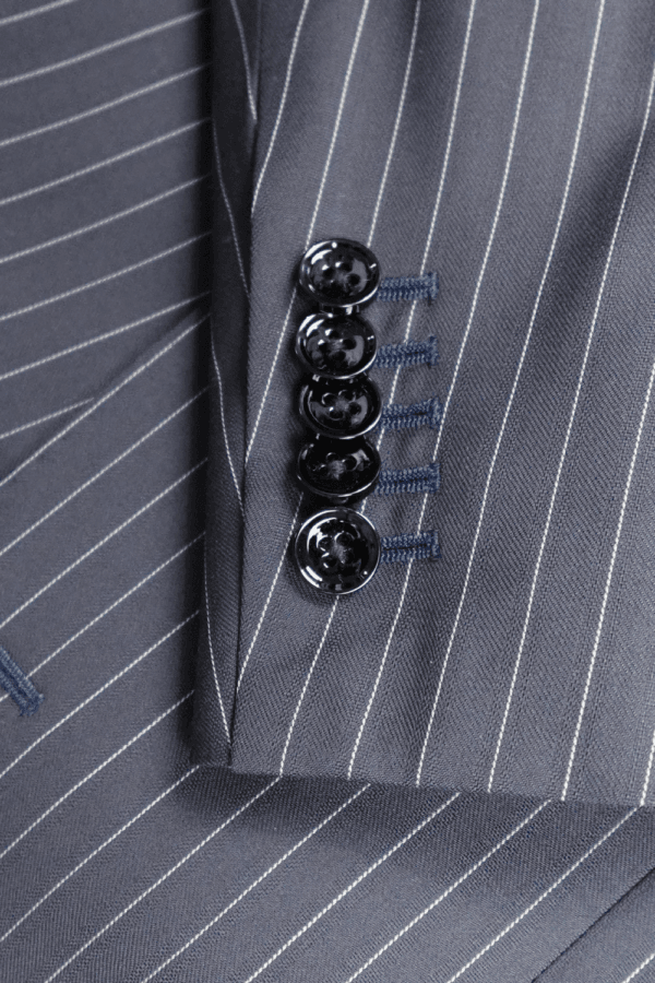 Pinstripe peak lapel suit buttons