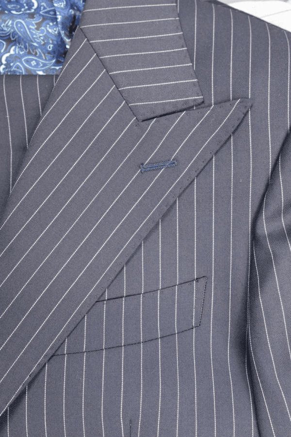 Pinstripe peak lapel suit