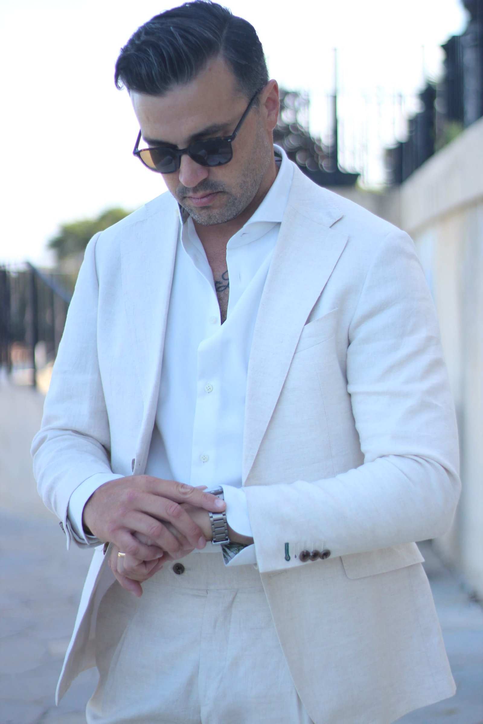 Sand Linen suit men