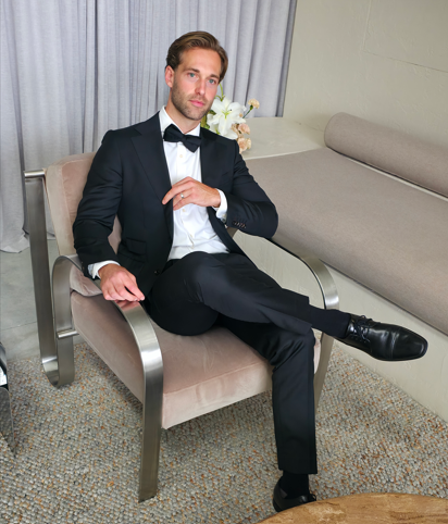 black tailored suit